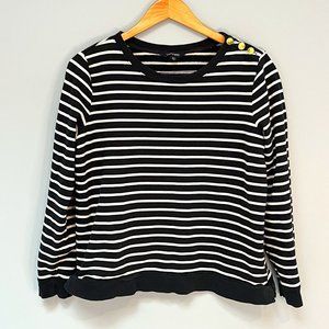 Lands' End Black and White Striped Sweatshirt